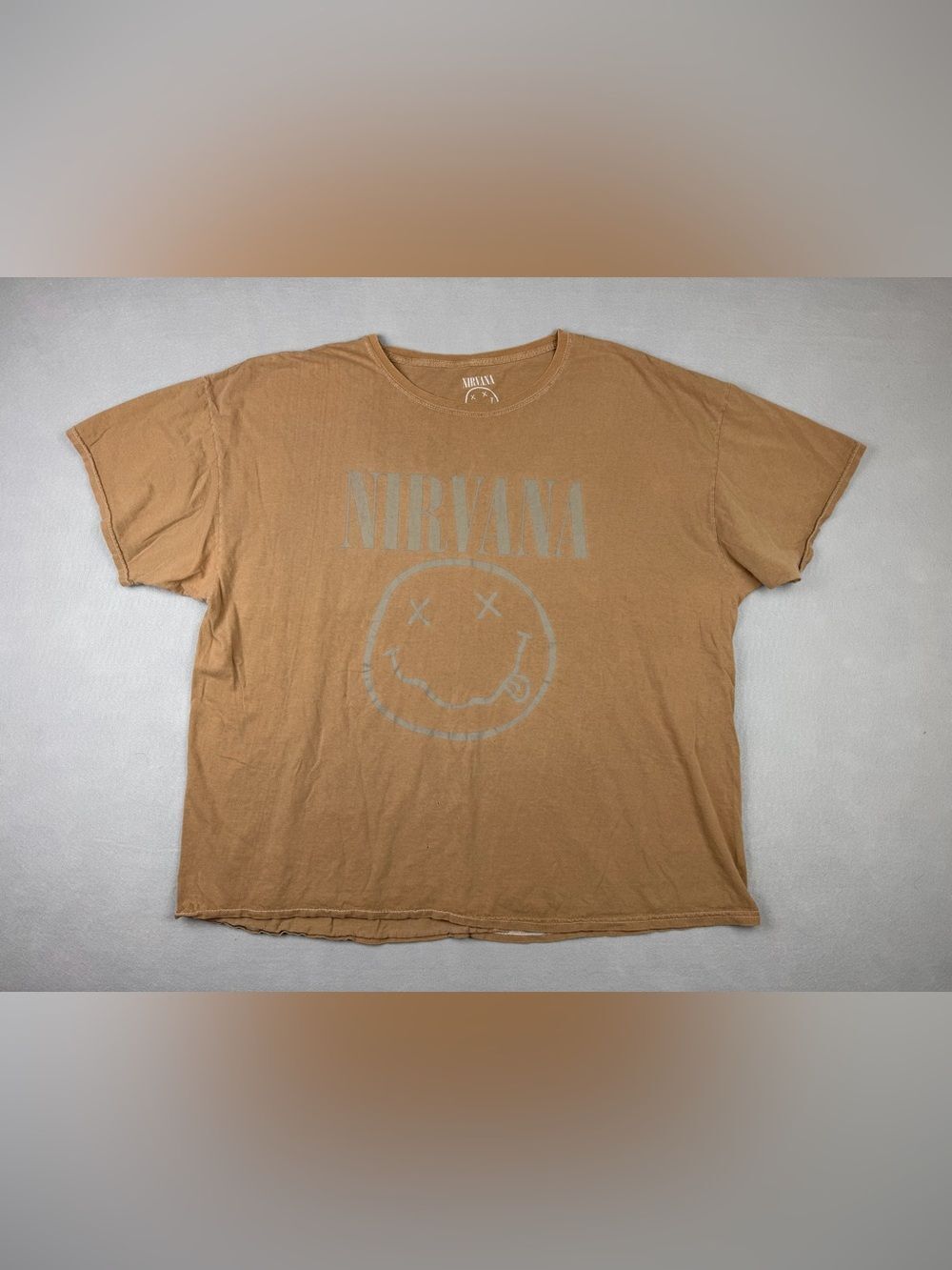 Nirvana Men's Brown Graphic Tee with Smiley Logo